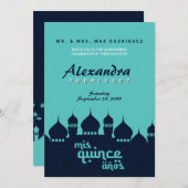 ターコイズミッドナイトブルーアラビアンナイツキンセアニラ 招待状 (正面/裏面)