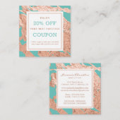 ターコイズミニマリストラグジュアリーピンクマーブルパターン 割引カード (正面/裏面)