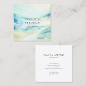ターコイズミニマリスト水彩大理石パターン スクエア名刺 (正面/裏面)
