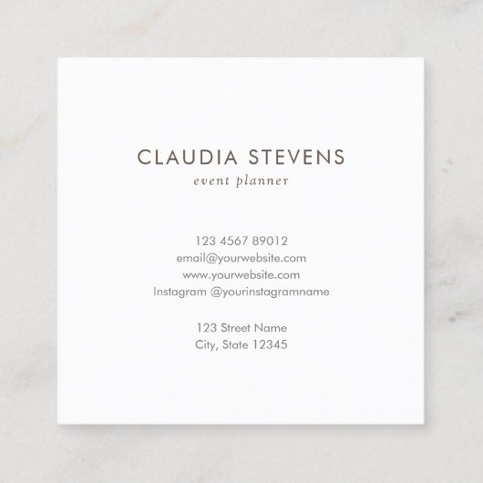 ターコイズミニマリスト水彩大理石パターン スクエア名刺 (裏面)