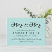 ターコイズミニマリストShirs & Shirsカップルのシャワー 招待状 (スタンド正面)