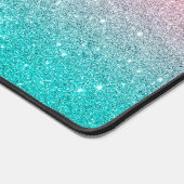 ターコイズミニマルとピンクグリッター勾配 デスクマット (コーナー)