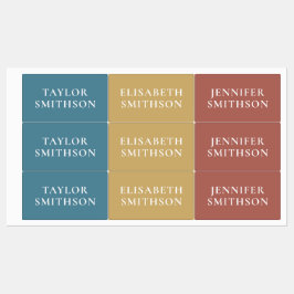 ターコイズミニマルテラコッタ名前をカスタムするスクール ラベル