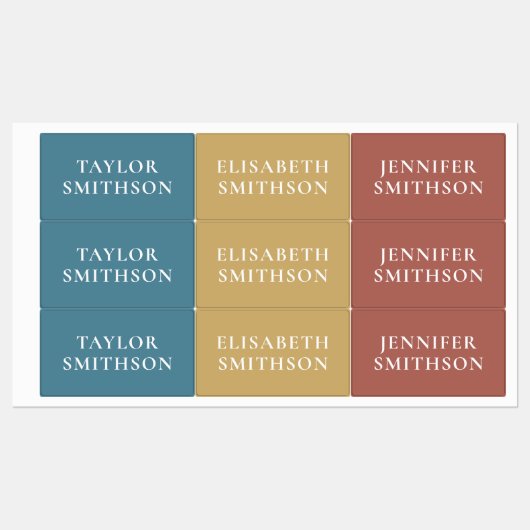 ターコイズミニマルテラコッタ名前をカスタムするスクール ラベル (シート)