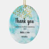 ターコイズミニマル書感謝していはギフト セラミックオーナメント (右)