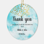 ターコイズミニマル書感謝していはギフト セラミックオーナメント (左)