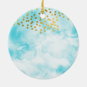 ターコイズミニマル書感謝していはギフト セラミックオーナメント (裏面)