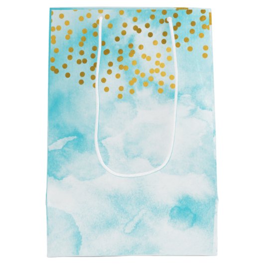 ターコイズミニマル書感謝していはギフト ミディアムペーパーバッグ (裏面)