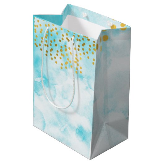 ターコイズミニマル書感謝していはギフト ミディアムペーパーバッグ (裏面アングル)