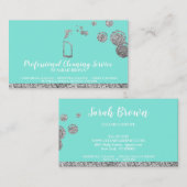 ターコイズミントシルバースパークル清掃メイド用清掃用品 名刺 (正面/裏面)