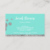 ターコイズミントシルバースパークル清掃メイド用清掃用品 名刺 (裏面)