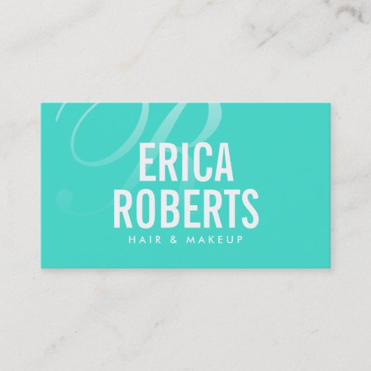 ターコイズメイクアップアーティスト美しいサロン モダン 名刺 (正面)