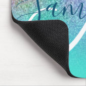 ターコイズメグラデーションイカラフルドグリッターモノグラム マウスパッド (コーナー)