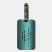 ターコイズメタリックカスタムテクスチャタイポグラフィ ラゲッジタグ (裏面縦)