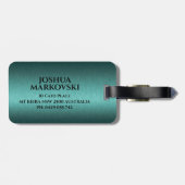 ターコイズメタリックカスタムテクスチャタイポグラフィ ラゲッジタグ (裏面横)