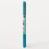 ターコイズメタリックキャット、ラインパーソナライズされたストーン Case-Mate iPhoneケース (裏面/左)