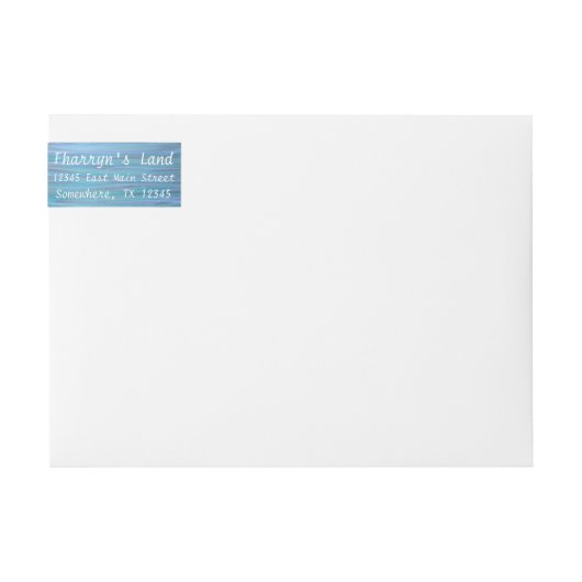 ターコイズメール |青いティール(緑がかった色)の静かな水の筆遣い ラップアラウンドラベル (正面)