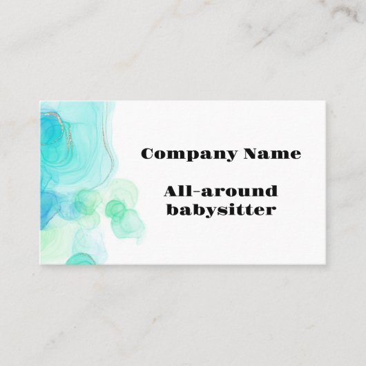 ターコイズモダンとホワイトベビーシッター 名刺 (正面)