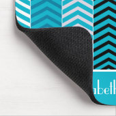 ターコイズモダンの名ストライプ前の山かっこ マウスパッド (コーナー)