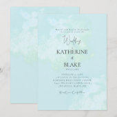 ターコイズモダンの結婚花嫁の両親 招待状 (正面/裏面)