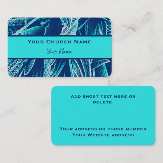 ターコイズモダンアンドブルー自然カスタム教会 コーリングカード (正面/裏面)