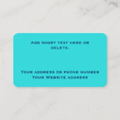 ターコイズモダンアンドブルー自然カスタム教会 コーリングカード (裏面)