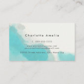 ターコイズモダンエレガント水彩 名刺 (裏面)