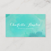 ターコイズモダンエレガント水彩 名刺 (正面)