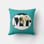 ターコイズモダンシャルトリュースダマスクウェディング クッション (裏面)