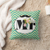 ターコイズモダンシャルトリュースダマスクウェディング クッション (ブランケット)