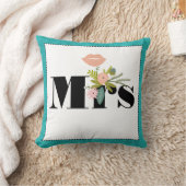 ターコイズモダンシャルトリュースダマスクウェディング クッション (ブランケット)