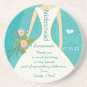 ターコイズモダンシャルトリュースダマスクウェディング コースター (正面)