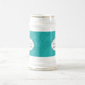 ターコイズモダンシャルトリュースダマスクウェディング ビールジョッキ (中央)