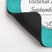 ターコイズモダンシャルトリュースダマスクウェディング マウスパッド (コーナー)