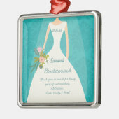ターコイズモダンシャルトリュースダマスクウェディング メタルオーナメント (左)
