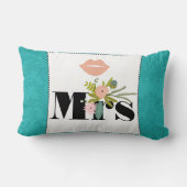 ターコイズモダンシャルトリュースダマスクウェディング ランバークッション (裏面)