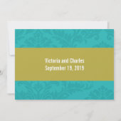 ターコイズモダンシャルトリュースダマスクウェディング 招待状 (裏面)