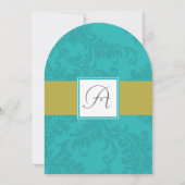 ターコイズモダンシャルトレウスダマスクウェディング招待状 招待状 (裏面)