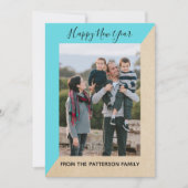 ターコイズモダンスラント新年フォトフラットカード シーズンカード (正面)