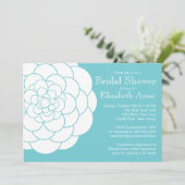ターコイズモダンダリア開花フローラブライダルシャワー 招待状 (スタンド正面)