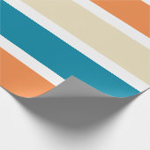 ターコイズモダンティール(緑がかった色)オレンジ色ブロック ラッピングペーパー (角)