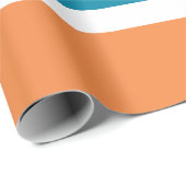 ターコイズモダンティール(緑がかった色)オレンジ色ブロック ラッピングペーパー (ロールコーナー)