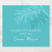 ターコイズモダントロピカル葉カスタム結婚式 スパークリングワインラベル (シングルラベル)