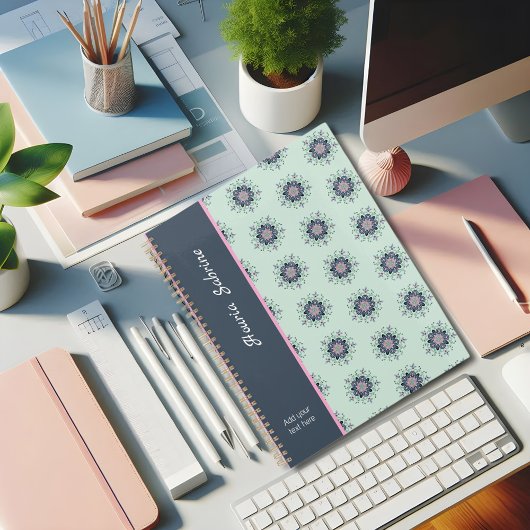 ターコイズモダンピンクフローラマンダラドードレス プランナー手帳