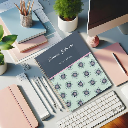 ターコイズモダンピンクフローラマンダラドードレス プランナー手帳