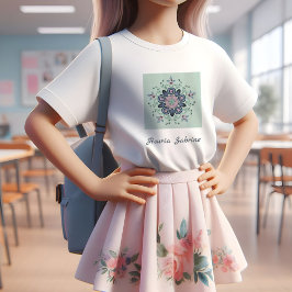 ターコイズモダンピンクフローラマンダラドードレス Tシャツ