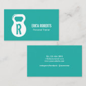 ターコイズモダンフィットネスパーソナルトレーナーモノグラム 名刺 (正面/裏面)