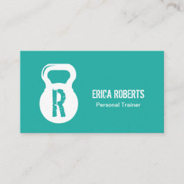 ターコイズモダンフィットネスパーソナルトレーナーモノグラム 名刺
