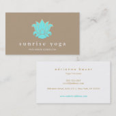 ターコイズモダンブルーロータスヨガインストラクター 名刺 (正面/裏面)