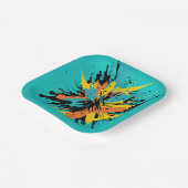 ターコイズモダンペイントボールスポーツカラー（ばちゃばちゃ）跳ねる ペーパープレート (傾斜あり)